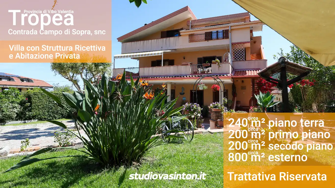 Vendita Esclusiva Dimora con Struttura Ricettiva e Abitazione Privata a Tropea